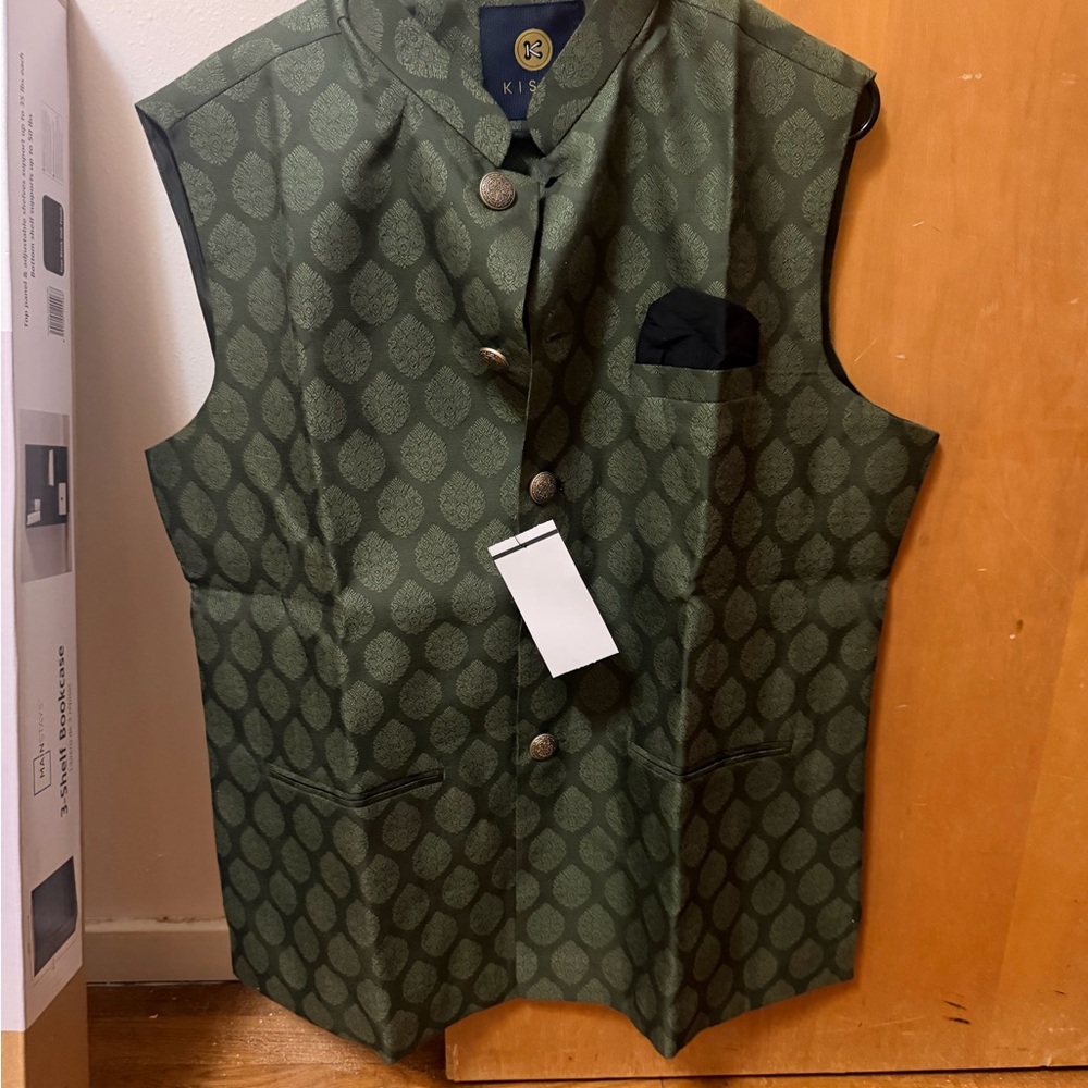 Men's Green Patterned Vest
